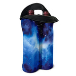 Dark Blue Galaxy Space Print Double Neoprene Wine Tote