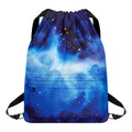 Dark Blue Galaxy Space Print Drawstring Backpack