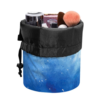 Dark Blue Galaxy Space Print Drawstring Makeup Bag