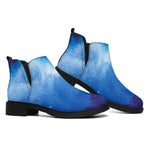 Dark Blue Galaxy Space Print Flat Ankle Boots