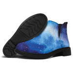 Dark Blue Galaxy Space Print Flat Ankle Boots