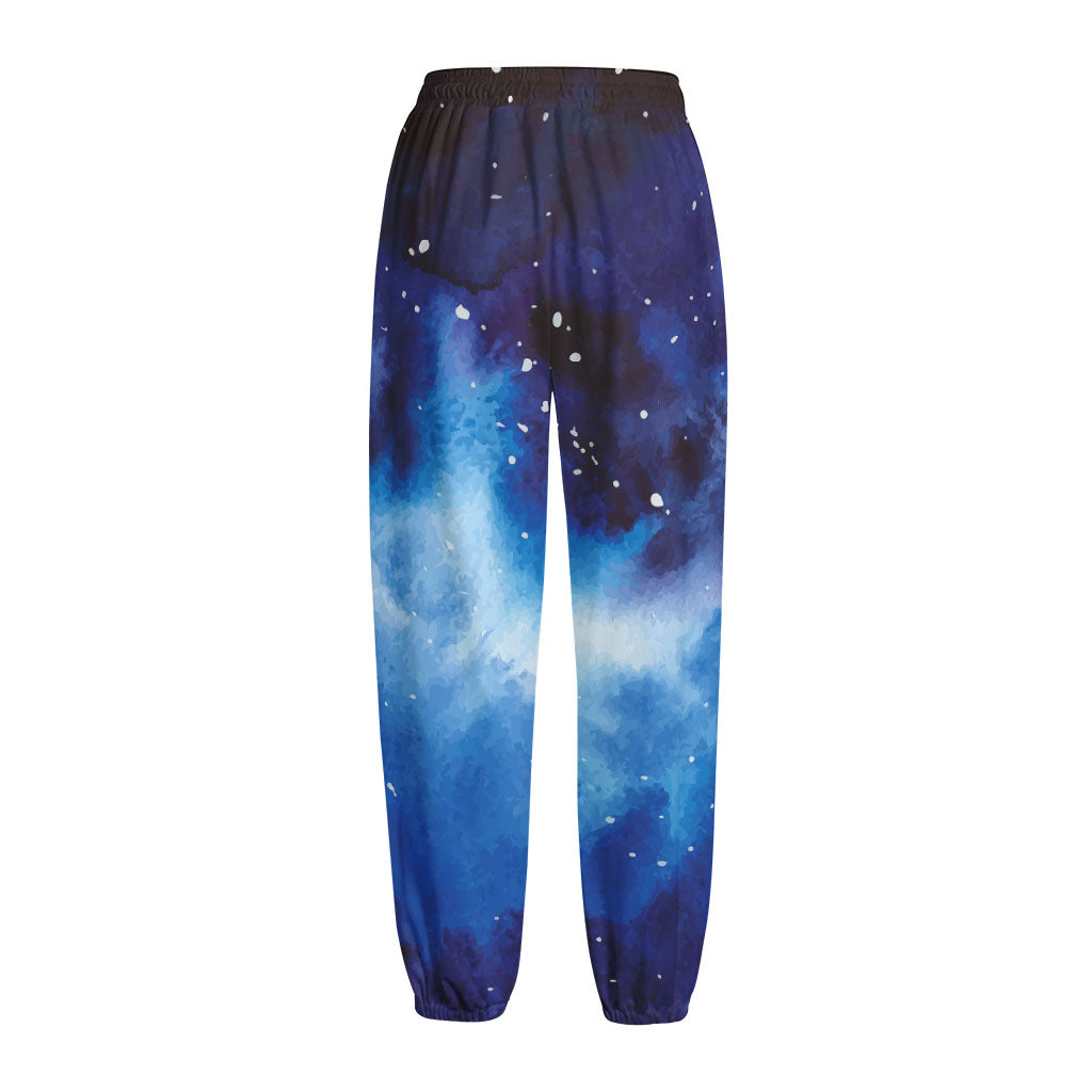 Dark Blue Galaxy Space Print Fleece Lined Knit Pants