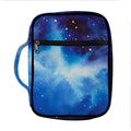 Dark Blue Galaxy Space Print Front Pocket Bible Bag