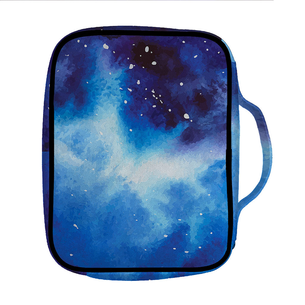 Dark Blue Galaxy Space Print Front Pocket Bible Bag