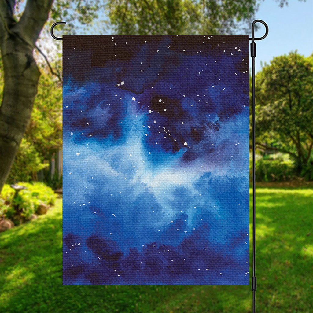 Dark Blue Galaxy Space Print Garden Flag