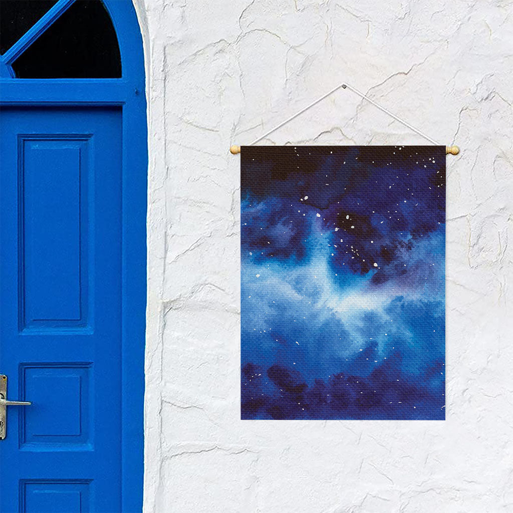 Dark Blue Galaxy Space Print Garden Flag