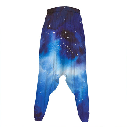Dark Blue Galaxy Space Print Hammer Pants