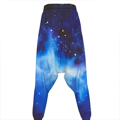 Dark Blue Galaxy Space Print Hammer Pants