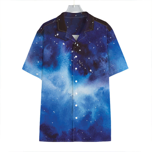 Dark Blue Galaxy Space Print Hawaiian Shirt