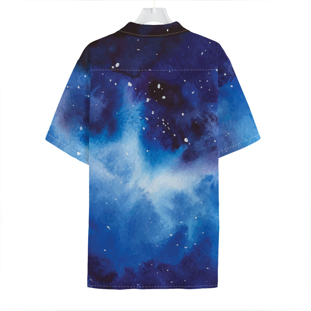 Dark Blue Galaxy Space Print Hawaiian Shirt