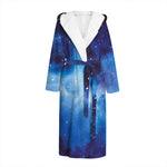 Dark Blue Galaxy Space Print Hooded Bathrobe