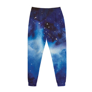 Dark Blue Galaxy Space Print Jogger Pants