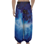Dark Blue Galaxy Space Print Lantern Pants