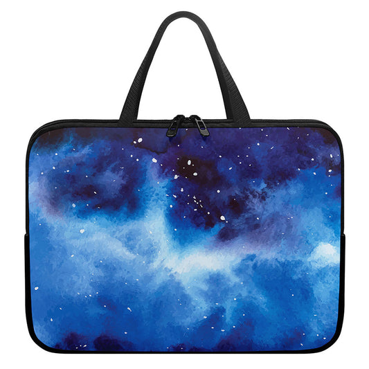 Dark Blue Galaxy Space Print Laptop Sleeve With Handle