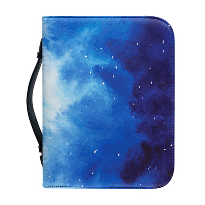 Dark Blue Galaxy Space Print Leather Bible Cover
