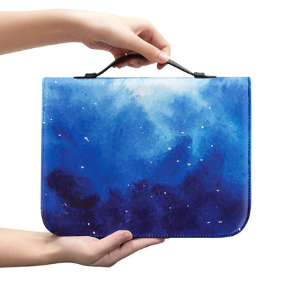 Dark Blue Galaxy Space Print Leather Bible Cover