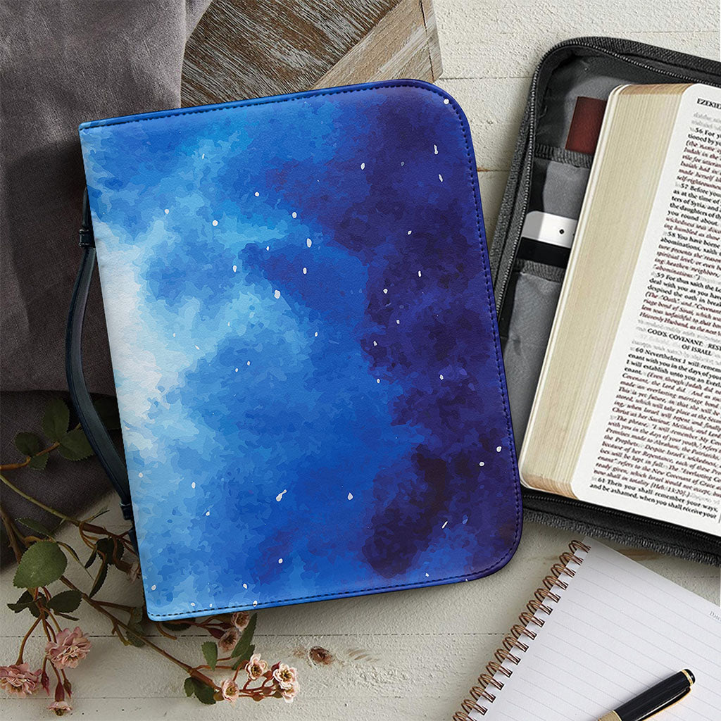 Dark Blue Galaxy Space Print Leather Bible Cover