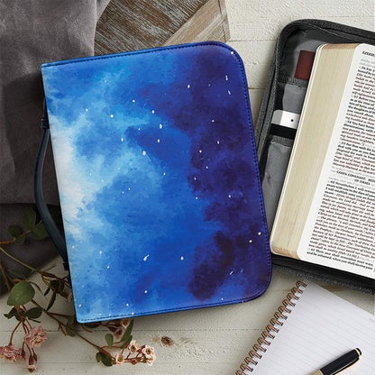 Dark Blue Galaxy Space Print Leather Bible Cover