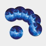 Dark Blue Galaxy Space Print Leather Coaster Set