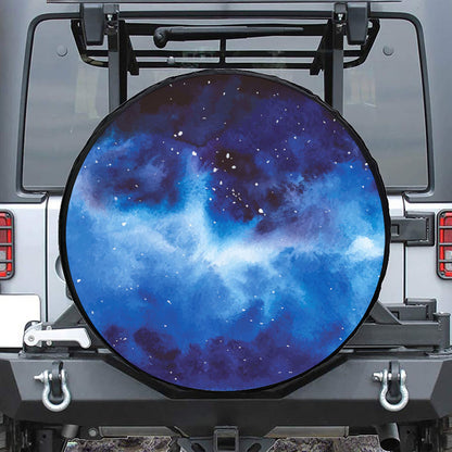 Dark Blue Galaxy Space Print Leather Spare Tire Cover