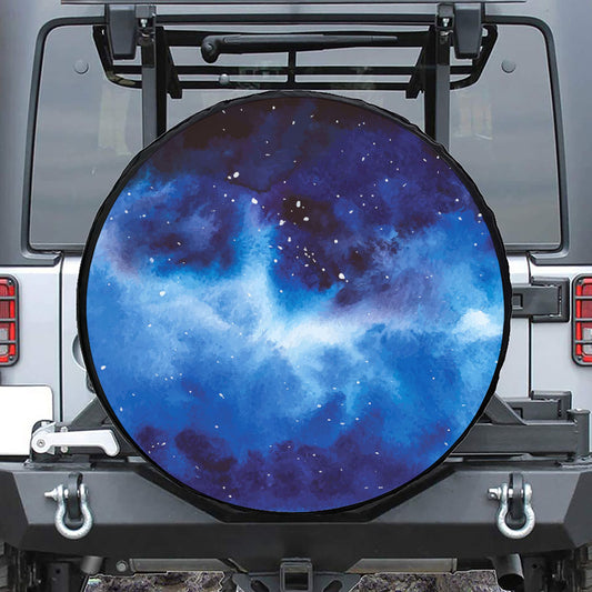 Dark Blue Galaxy Space Print Leather Spare Tire Cover