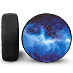 Dark Blue Galaxy Space Print Leather Spare Tire Cover