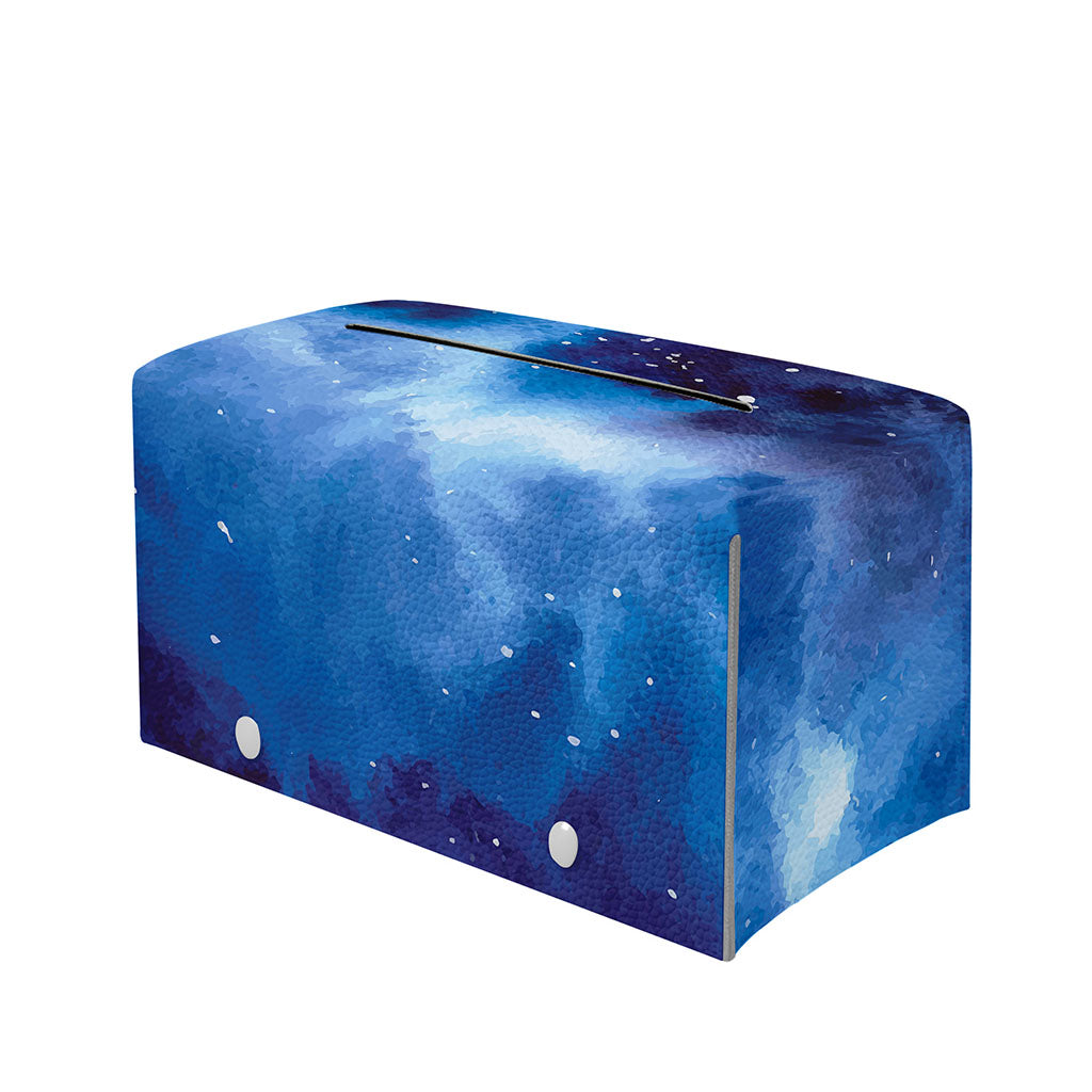 Dark Blue Galaxy Space Print Leather Tissue Box Cover