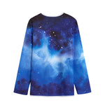 Dark Blue Galaxy Space Print Long Sleeve Short Coat