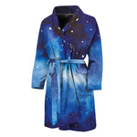 Dark Blue Galaxy Space Print Men's Bathrobe