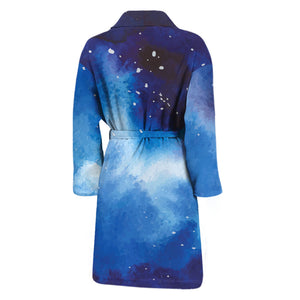 Dark Blue Galaxy Space Print Men's Bathrobe