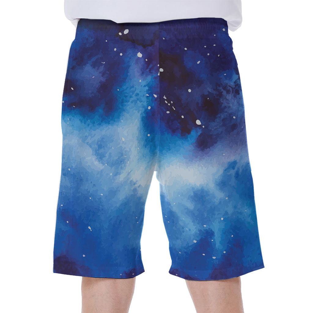 Dark Blue Galaxy Space Print Men's Beach Shorts