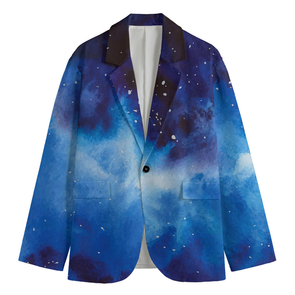 Dark Blue Galaxy Space Print Men's Blazer