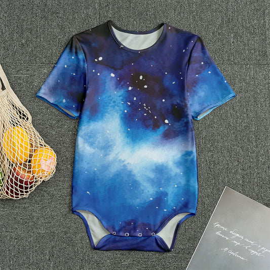 Dark Blue Galaxy Space Print Men's Bodysuit