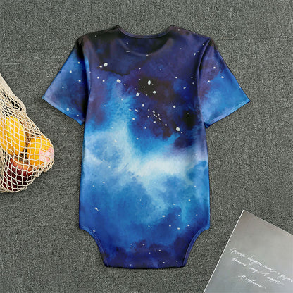 Dark Blue Galaxy Space Print Men's Bodysuit