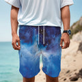 Dark Blue Galaxy Space Print Men's Cargo Shorts
