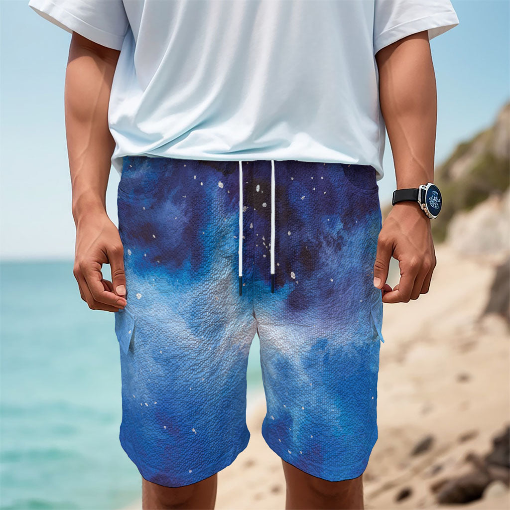 Dark Blue Galaxy Space Print Men's Cargo Shorts