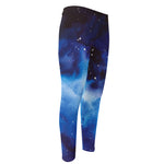 Dark Blue Galaxy Space Print Men's Compression Pants