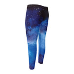 Dark Blue Galaxy Space Print Men's Compression Pants