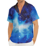 Dark Blue Galaxy Space Print Men's Deep V-Neck Shirt