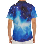Dark Blue Galaxy Space Print Men's Deep V-Neck Shirt