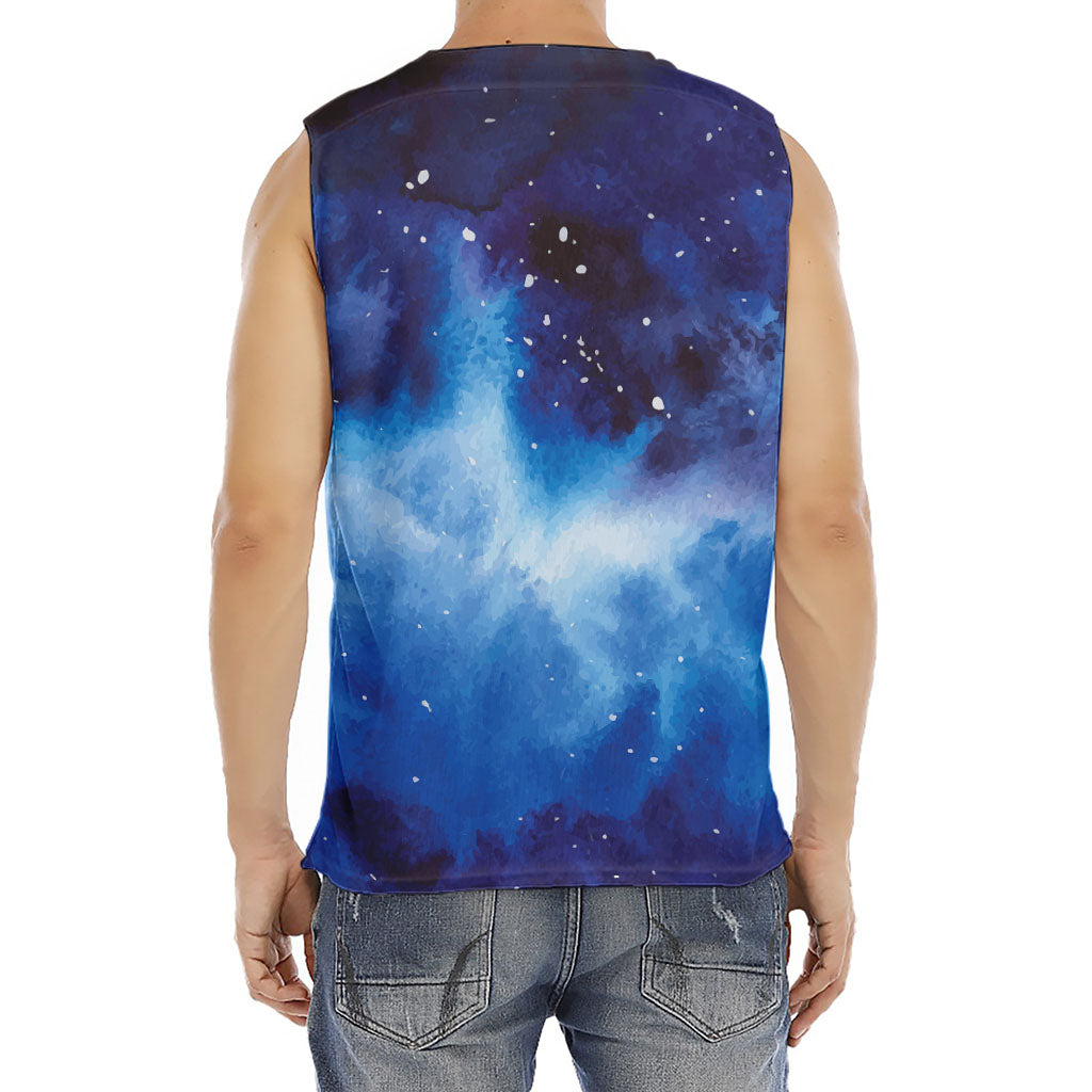 Dark Blue Galaxy Space Print Men's Fitness Tank Top