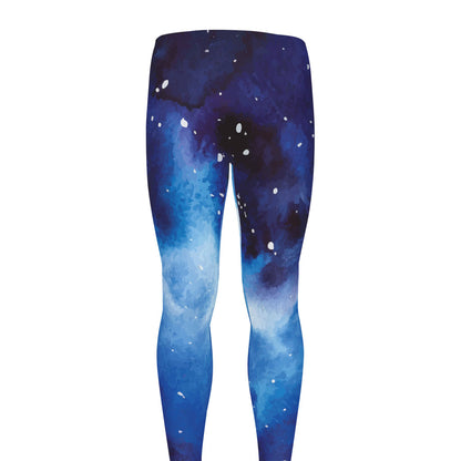 Dark Blue Galaxy Space Print Men's leggings