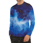 Dark Blue Galaxy Space Print Men's Long Sleeve Rash Guard