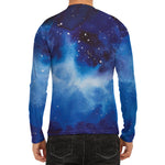 Dark Blue Galaxy Space Print Men's Long Sleeve Rash Guard