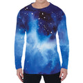 Dark Blue Galaxy Space Print Men's Long Sleeve T-Shirt