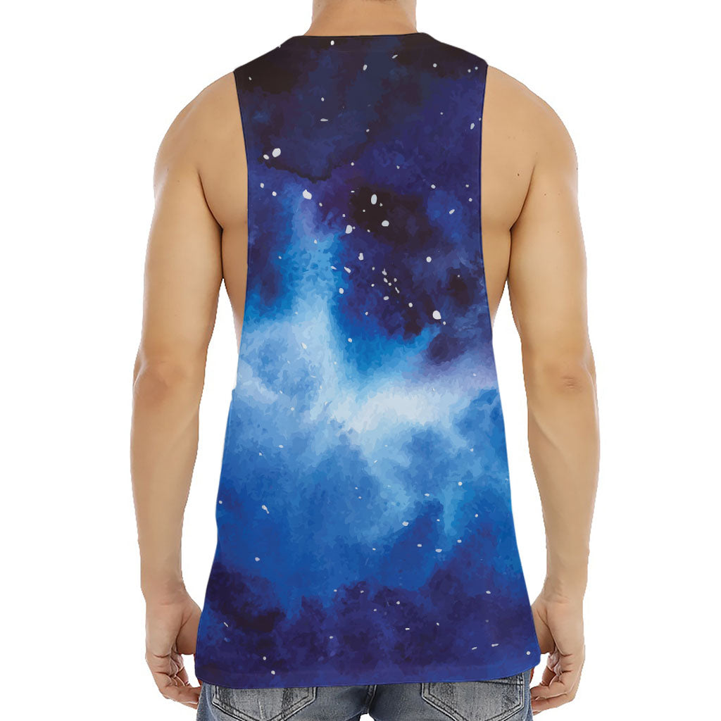Dark Blue Galaxy Space Print Men's Muscle Tank Top