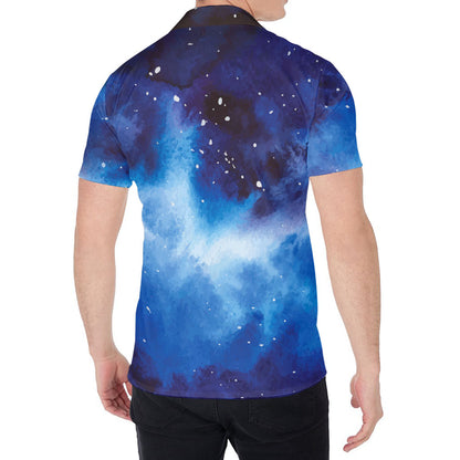 Dark Blue Galaxy Space Print Men's Shirt