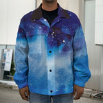 Dark Blue Galaxy Space Print Men's Shirt Jacket