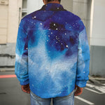 Dark Blue Galaxy Space Print Men's Shirt Jacket