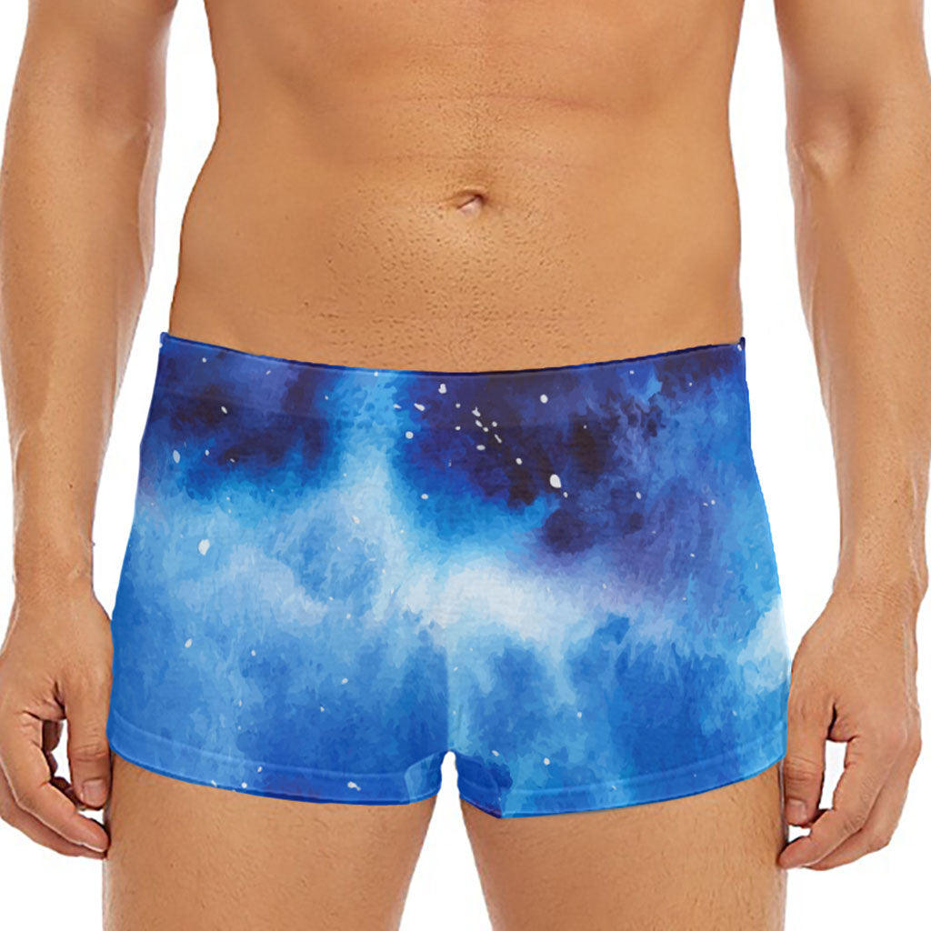 Dark Blue Galaxy Space Print Men's Short Boxer Briefs